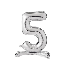Önálló fólia lufi "5" szám Ezüst 70cm db1