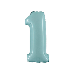 Pallone Foil Numero "1" Celeste 14" - 36cm pz1