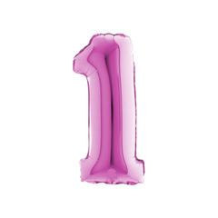 Pallone  Foil Numero "1" Fucsia 40" - 102cm pz1