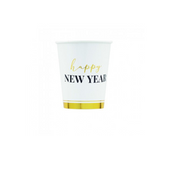 Bicchiere Carta  "Happy New Year" Clock White Ml 250 pz 8 a cf.