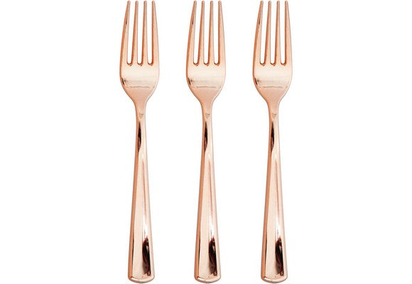Forchetta Plastica Riutilizzabile Rose Gold  metalizzato pz24