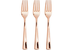 Forchetta Plastica Riutilizzabile Rose Gold  metalizzato pz24