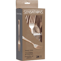 Forchetta Plastica Riutilizzabile Rose Gold  metalizzato pz24