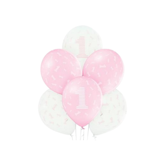 Latex lufi "Boldog 1. Születésnapot" Pink 12" cm30 db 24