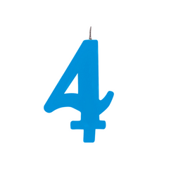 Candelina Scintillante Cera Numero "4" Turchese Cm9,5 Givi Pz1 a Cf.