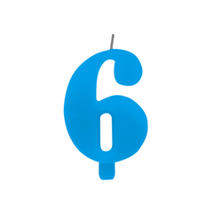 Candelina Scintillante Cera Numero "6" Turchese Cm9,5 Givi Pz1 a Cf.
