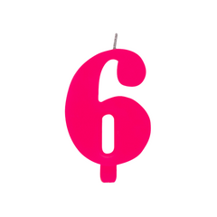 Candelina Scintillante Cera Numero "6" Fucsia Cm9,5 Givi Pz1 a Cf.
