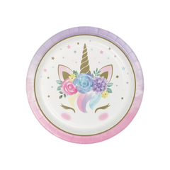 Piatto Carta Unicorno Baby cm23 pz8