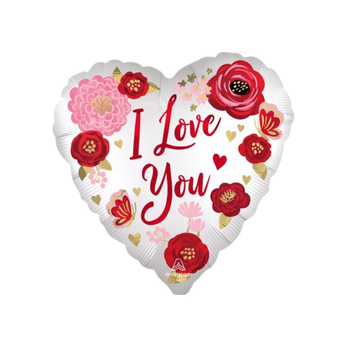 Palloncino Foil CuoreLove You Flowers 17"/cm42 pz1