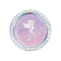 Piatto Carta Dessert Sirena Mermaid Shine cm18 pz8