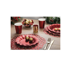 Sottopiatto Carta "Lasercut" Rosso Diam. cm33 pz4 a cf.