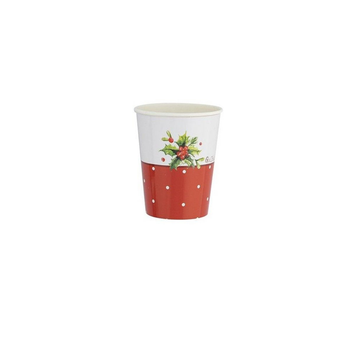 Bicchiere Carta Natale " Holly Christmas" Ml 250 pz 8 a cf.