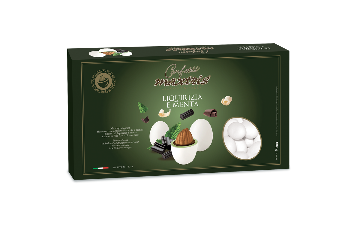 Maxtris Ciocomandorla drazsék édesgyökér és menta ízű cf 1kg gluténmentes db 1