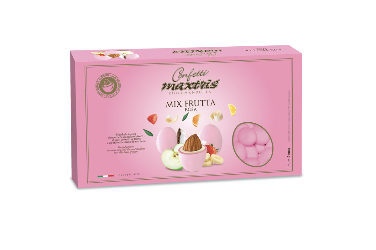 Maxtris Ciocomandorla Confetti Fruit Mix Flavor Pink Color CF 1kg Gluten Free