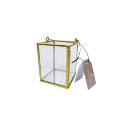 Lanterna Vetro Metallo Oro Specchio Piccola cm7x7x9  pz1