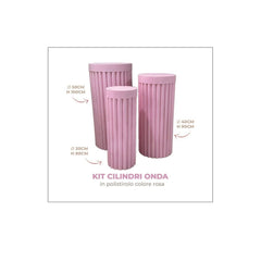 Kit Cilindri Polistirolo Onda Rosa per allestimenti pz 3 a cf. varie Altezze e Diametro