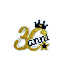 Decorazione Polistirolo scritta "30 Anni" Oro/Nero con Corona cm 34x27x5 pz1