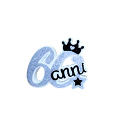 Decorazione Polistirolo scritta "60 Anni" Argento con Corona cm 34x27x5 pz1