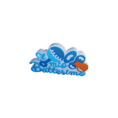 Decorazione Polistirolo "In Mio Battesimo" Celeste con Sonaglino cm 21x39x5 pz1