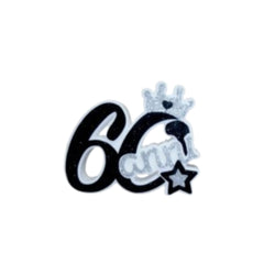 Decorazione Polistirolo scritta "60 Anni"  Nero/Argento con Corona cm 34x27x5 pz1