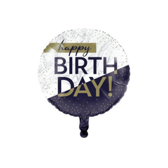 Pallone Foil standard Happy Birthday,  18”/ 45 cm  Blue Navy & Gold pz1