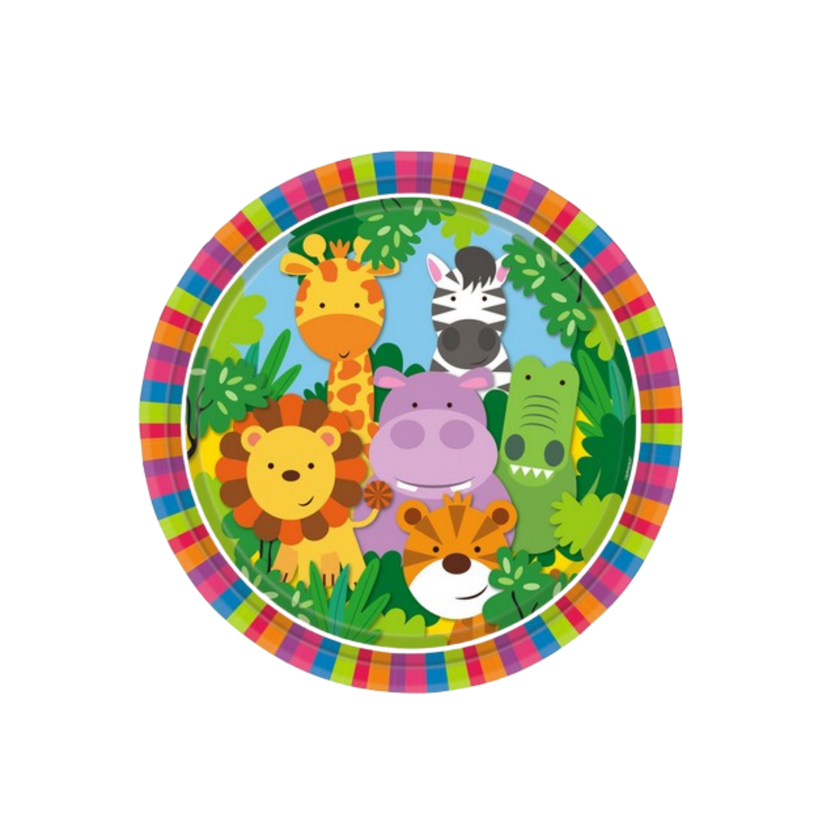 Piatto Carta Dessert Animali della Giungla cm18 8pz