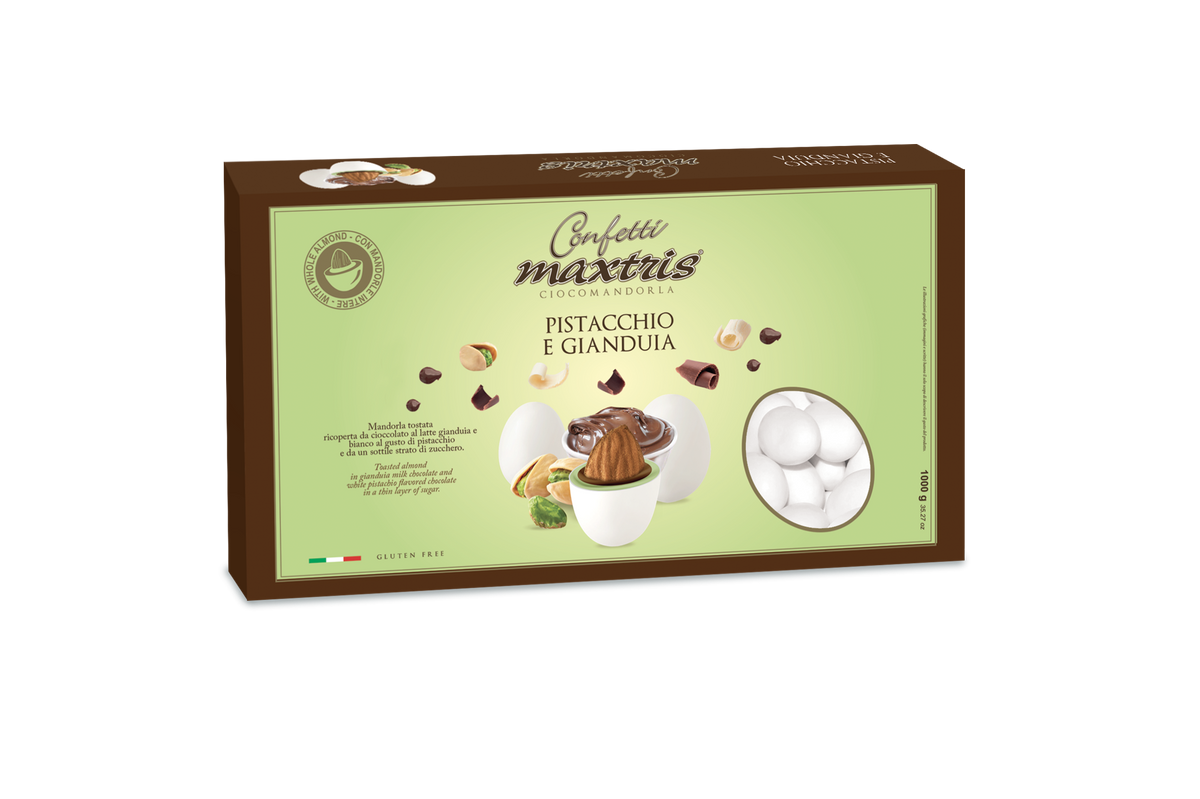 Maxtris Ciocomandorla drazsé pisztácia és gianduia ízű cf 1kg gluténmentes