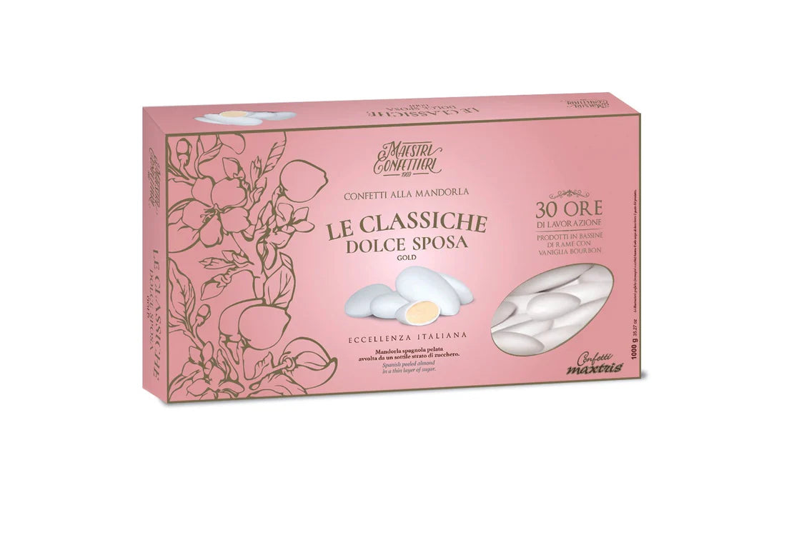 Confetti Maxtris Dolce Sposa Gold Mandorla Pelata Bianca cf. 1 Kg Gluten Free e Kosher