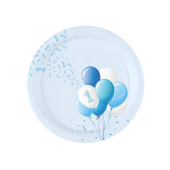 Piatto Carta Primo Compleanno  Azzurro cm23  pz8